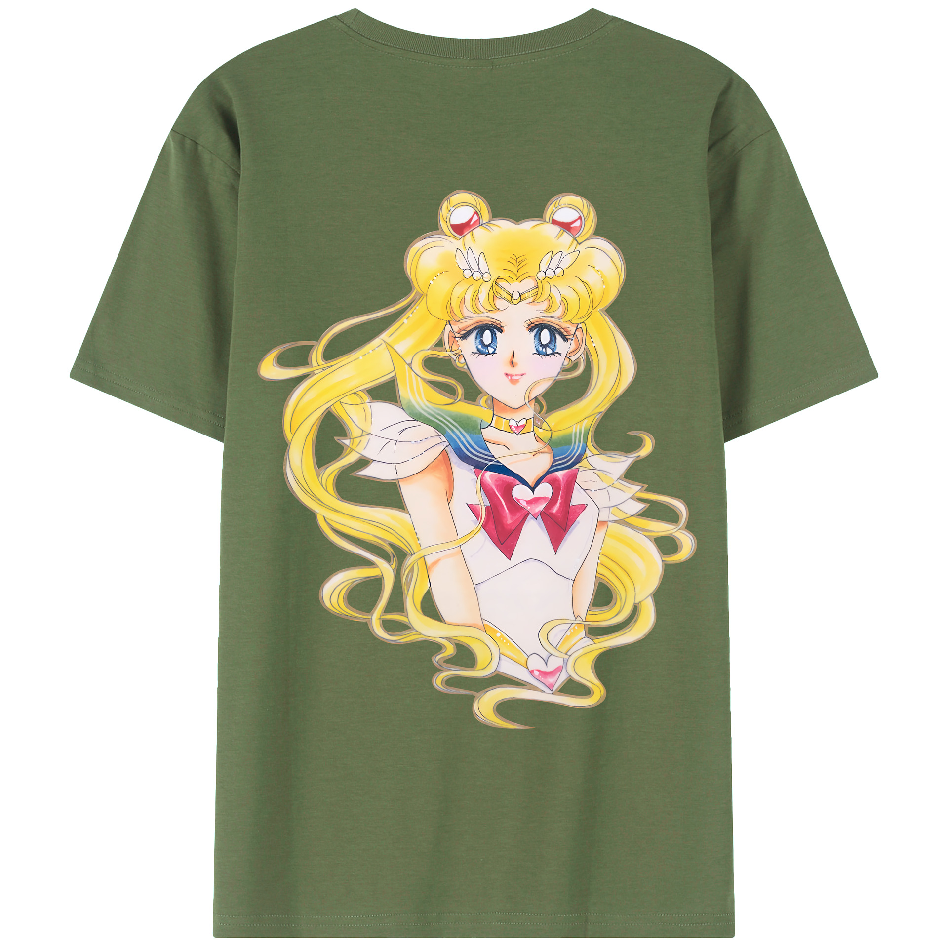 （画像用） 美少女戦士セーラームーン 月野 うさぎ つきの うさぎ Sailor Moon Tsukino Usagi 綿100％ メンズ半袖Tシャツ（バックプリント） 通気性